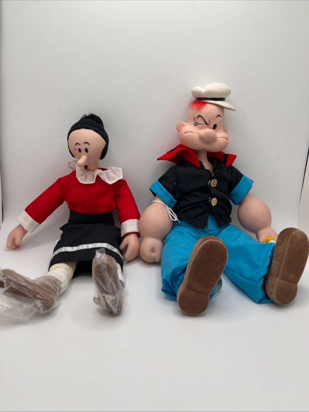Vintage 1985 Popeye & Olive Oyl Plush Dolls Hamilton Gifts - 11 Inches